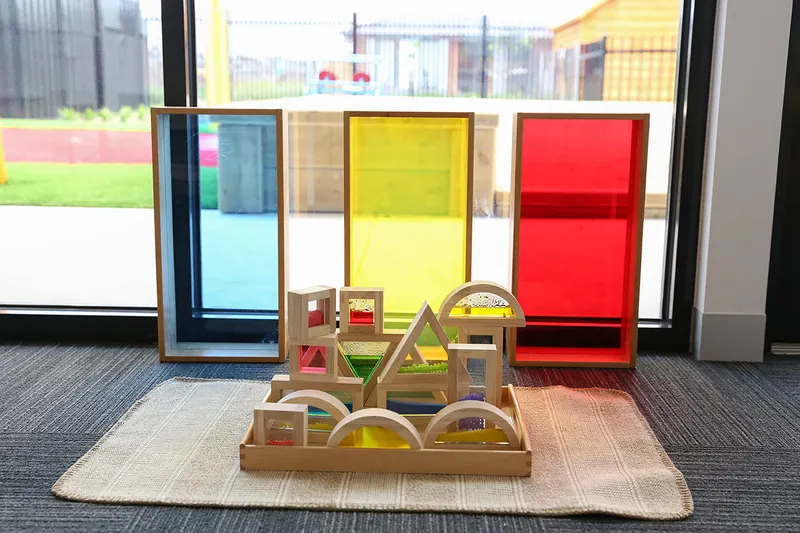 Translucent colour blocks and light panels from the sensorial area